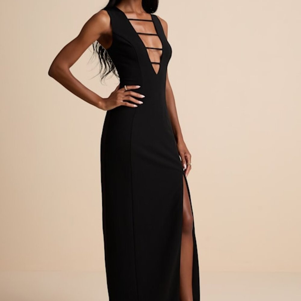 Lulus Sabrina Black Cutout Sleeveless Maxi Dress - Size S